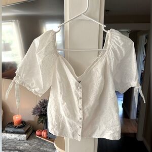 Express Eyelet detail crop shirt